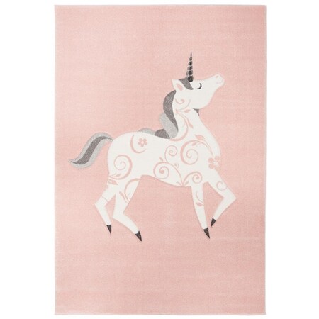 Safavieh 8 x 10 ft. Carousel Kids 100 Power Loomed Rectangle Area Rug Pink & Ivory CRK163P-8